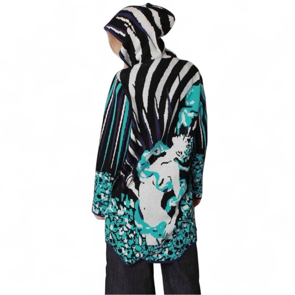 Baha East Long Cotton Knit Double Zip Sweater Cardigan Coat, Small, NWT